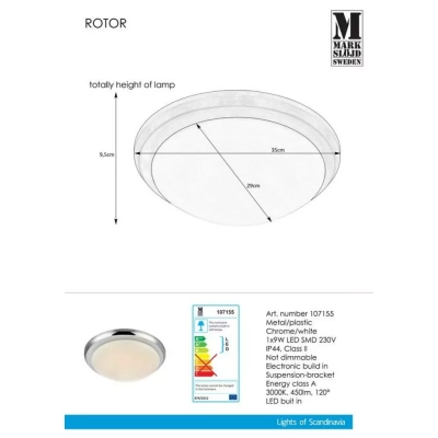 ROTOR LED plafon Chrome 107155 IP44 Markslojd